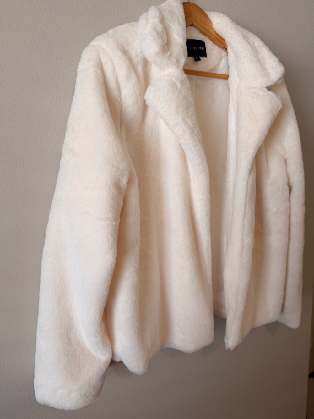 Love Tree Cream Plush Faux Fur Teddy Coat - Picture 5 of 9